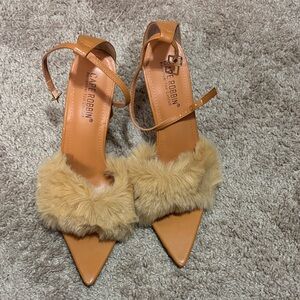 Tan Fur Strap Heels